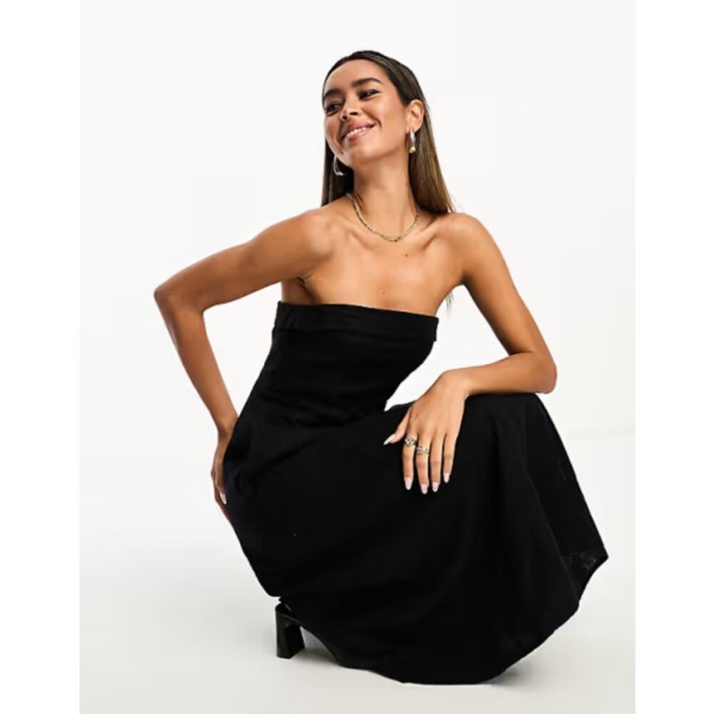 Abercrombie & Fitch Black Strapless Midi Dress - Picture 2 of 7